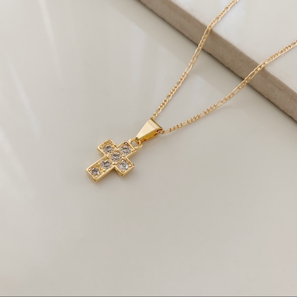 Crystal Cross Necklace | 18k Gold Filled - Picture 3 of 5